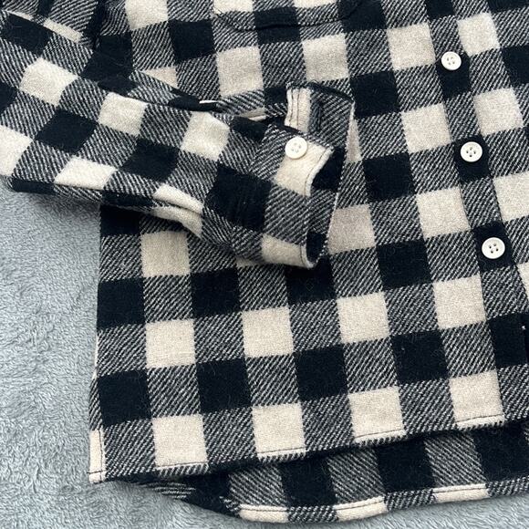 Woolrich S/M Women's Black, Ivory Plaid Shacket Shirt Jacket Wool Blend Button - Picture 5 of 16